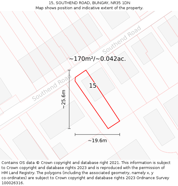 15, SOUTHEND ROAD, BUNGAY, NR35 1DN: Plot and title map