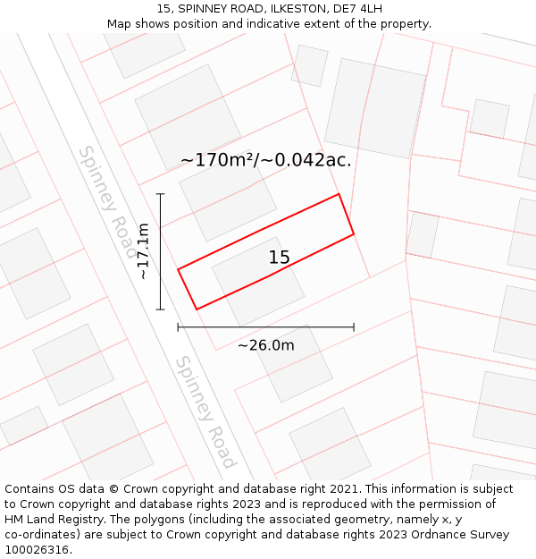 15, SPINNEY ROAD, ILKESTON, DE7 4LH: Plot and title map