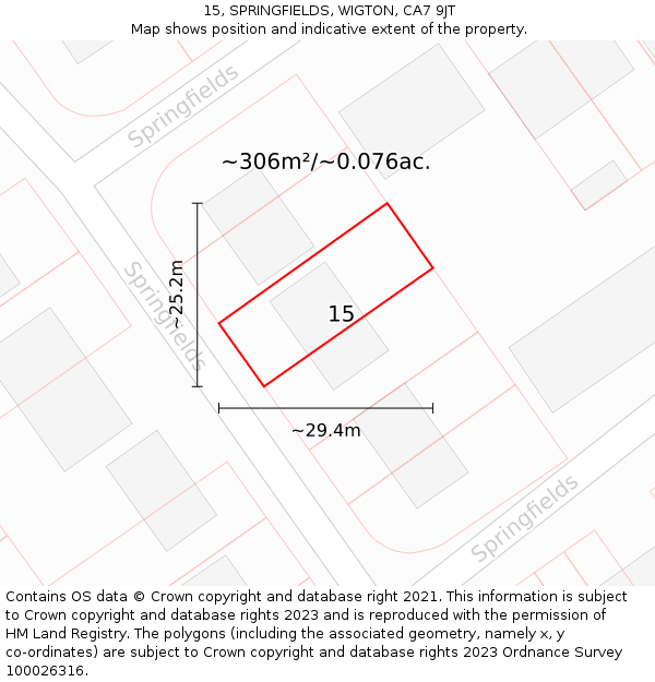 15, SPRINGFIELDS, WIGTON, CA7 9JT: Plot and title map