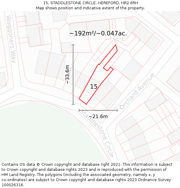 15, STADDLESTONE CIRCLE, HEREFORD, HR2 6RH: Plot and title map