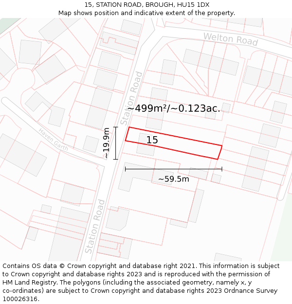 15, STATION ROAD, BROUGH, HU15 1DX: Plot and title map