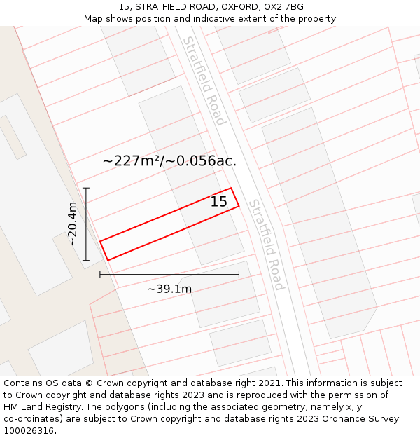 15, STRATFIELD ROAD, OXFORD, OX2 7BG: Plot and title map