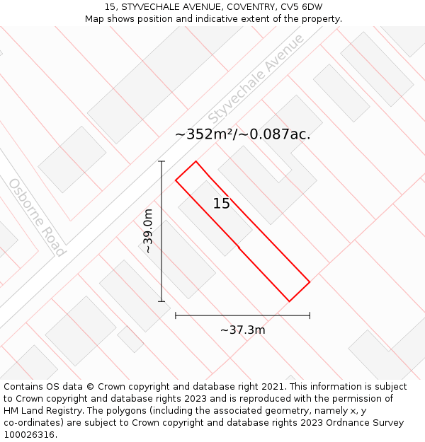 15, STYVECHALE AVENUE, COVENTRY, CV5 6DW: Plot and title map