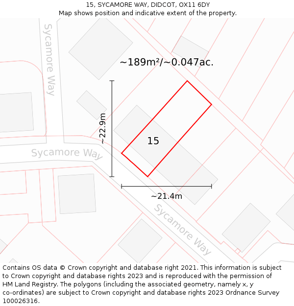 15, SYCAMORE WAY, DIDCOT, OX11 6DY: Plot and title map