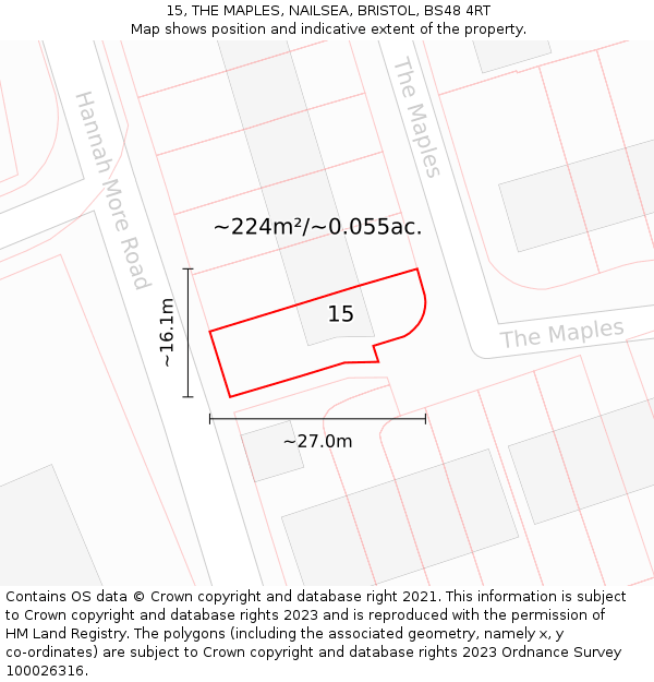 15, THE MAPLES, NAILSEA, BRISTOL, BS48 4RT: Plot and title map