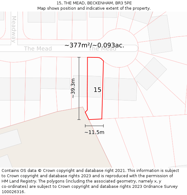 15, THE MEAD, BECKENHAM, BR3 5PE: Plot and title map