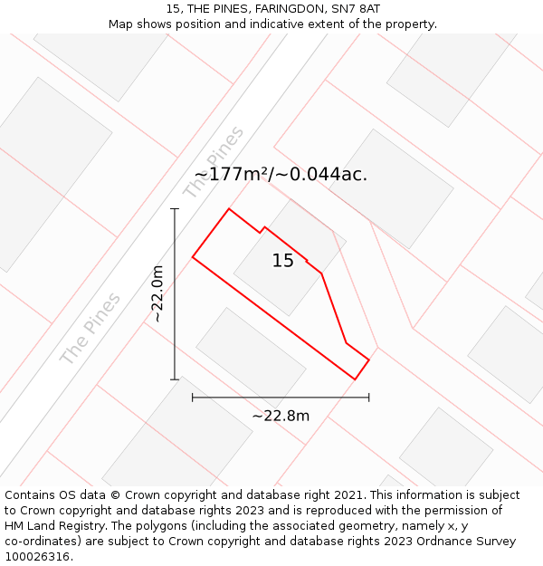 15, THE PINES, FARINGDON, SN7 8AT: Plot and title map