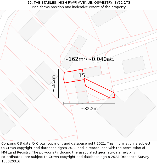 15, THE STABLES, HIGH FAWR AVENUE, OSWESTRY, SY11 1TG: Plot and title map