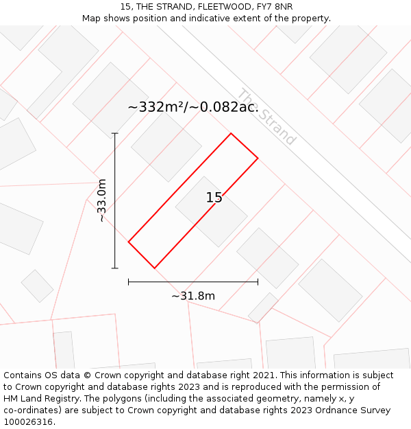 15, THE STRAND, FLEETWOOD, FY7 8NR: Plot and title map