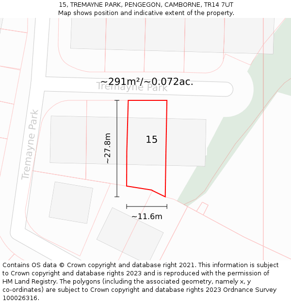 15, TREMAYNE PARK, PENGEGON, CAMBORNE, TR14 7UT: Plot and title map