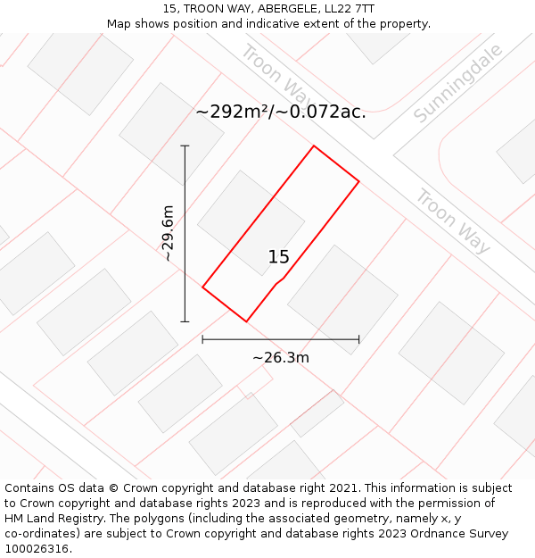 15, TROON WAY, ABERGELE, LL22 7TT: Plot and title map