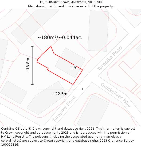 15, TURNPIKE ROAD, ANDOVER, SP11 6TR: Plot and title map