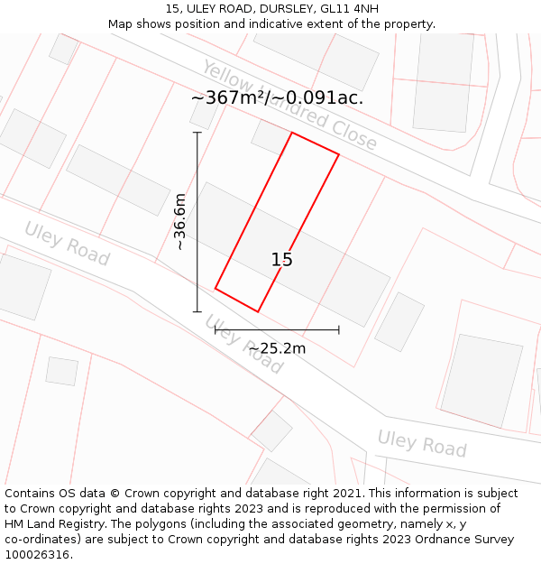 15, ULEY ROAD, DURSLEY, GL11 4NH: Plot and title map