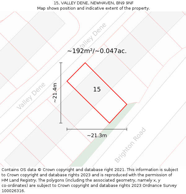 15, VALLEY DENE, NEWHAVEN, BN9 9NF: Plot and title map