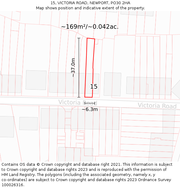 15, VICTORIA ROAD, NEWPORT, PO30 2HA: Plot and title map