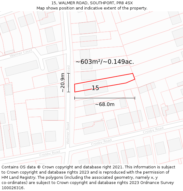 15, WALMER ROAD, SOUTHPORT, PR8 4SX: Plot and title map