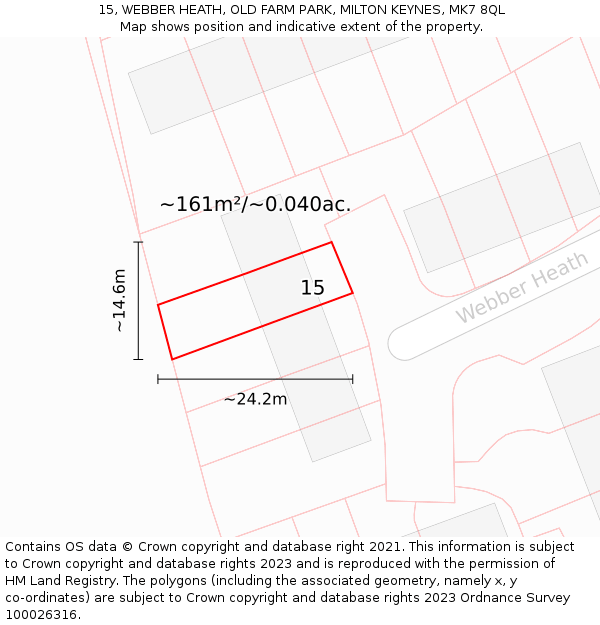 15, WEBBER HEATH, OLD FARM PARK, MILTON KEYNES, MK7 8QL: Plot and title map