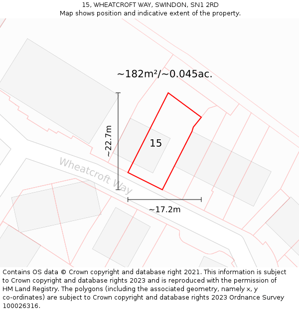 15, WHEATCROFT WAY, SWINDON, SN1 2RD: Plot and title map