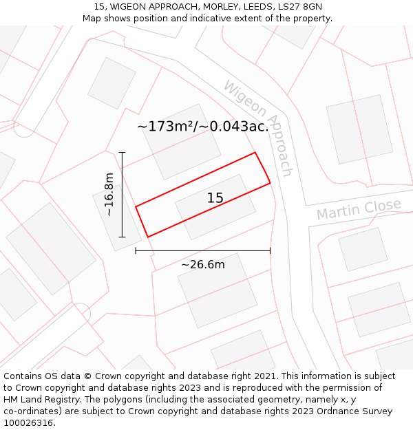 15, WIGEON APPROACH, MORLEY, LEEDS, LS27 8GN: Plot and title map