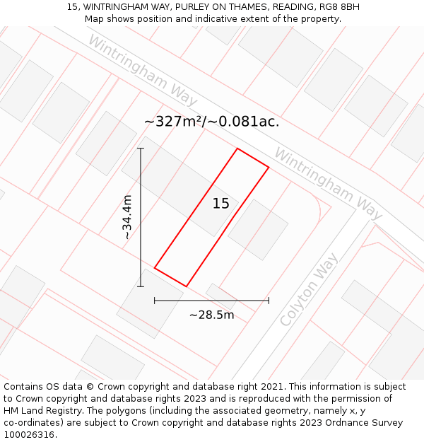 15, WINTRINGHAM WAY, PURLEY ON THAMES, READING, RG8 8BH: Plot and title map