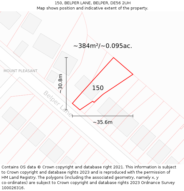 150, BELPER LANE, BELPER, DE56 2UH: Plot and title map