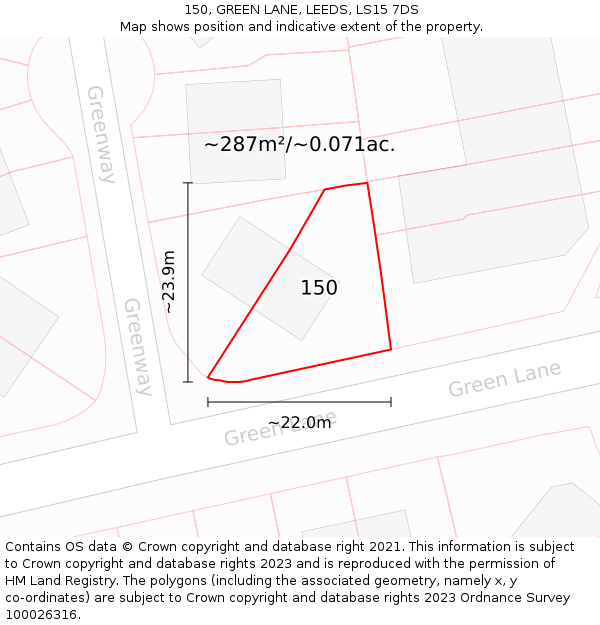 150, GREEN LANE, LEEDS, LS15 7DS: Plot and title map