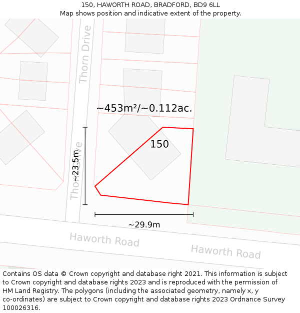 150, HAWORTH ROAD, BRADFORD, BD9 6LL: Plot and title map