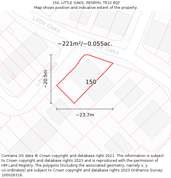 150, LITTLE OAKS, PENRYN, TR10 8QF: Plot and title map