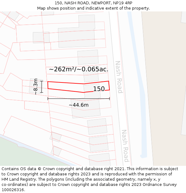 150, NASH ROAD, NEWPORT, NP19 4RP: Plot and title map