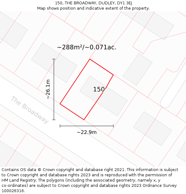 150, THE BROADWAY, DUDLEY, DY1 3EJ: Plot and title map