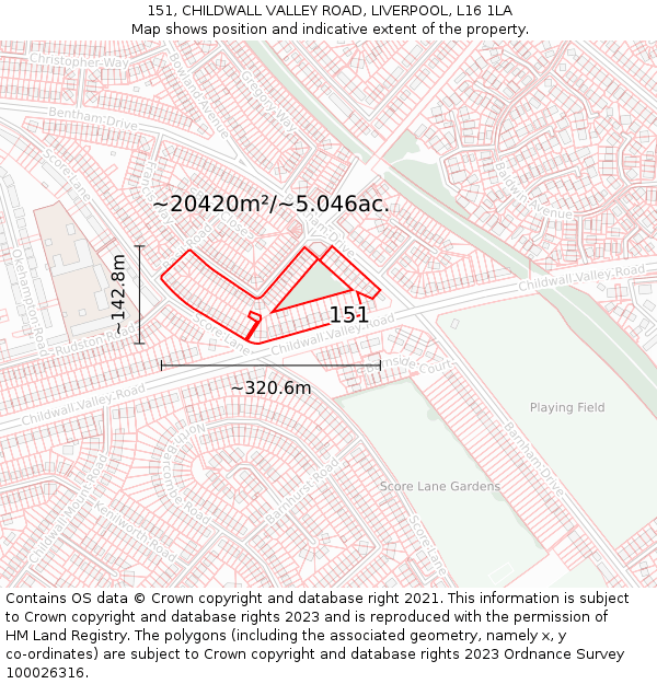 151, CHILDWALL VALLEY ROAD, LIVERPOOL, L16 1LA: Plot and title map