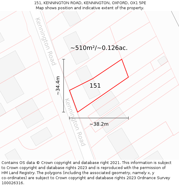 151, KENNINGTON ROAD, KENNINGTON, OXFORD, OX1 5PE: Plot and title map