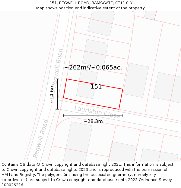 151, PEGWELL ROAD, RAMSGATE, CT11 0LY: Plot and title map