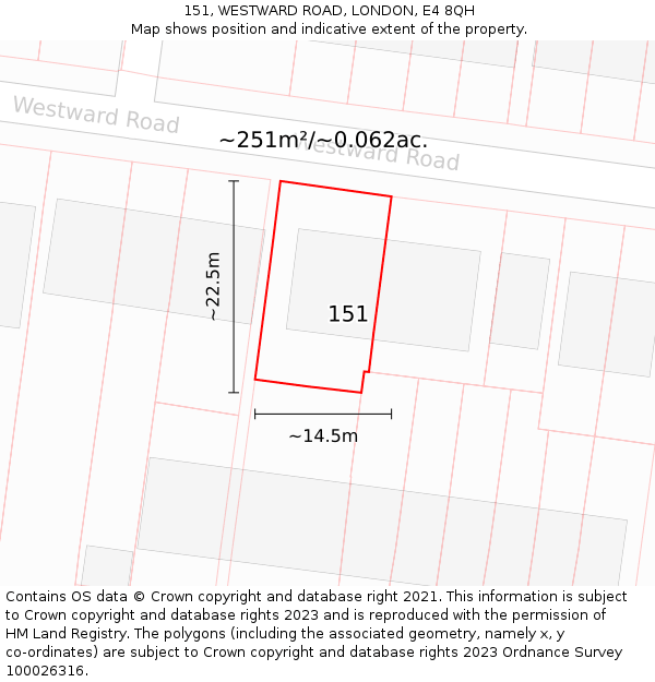 151, WESTWARD ROAD, LONDON, E4 8QH: Plot and title map