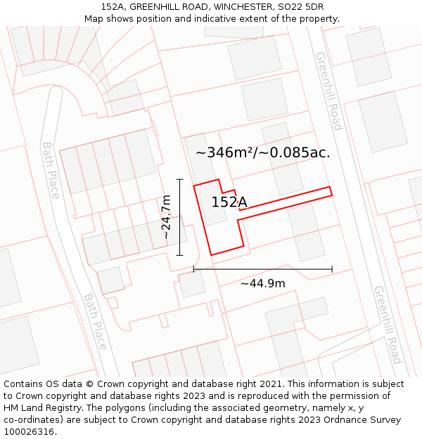 152A, GREENHILL ROAD, WINCHESTER, SO22 5DR: Plot and title map