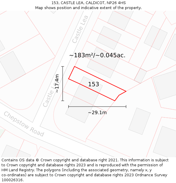 153, CASTLE LEA, CALDICOT, NP26 4HS: Plot and title map