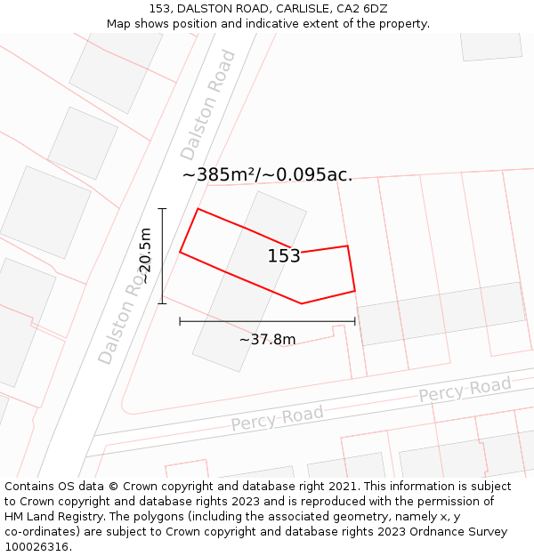 153, DALSTON ROAD, CARLISLE, CA2 6DZ: Plot and title map