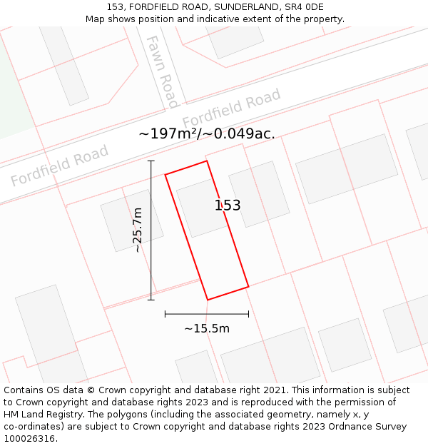 153, FORDFIELD ROAD, SUNDERLAND, SR4 0DE: Plot and title map