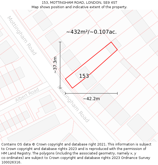 153, MOTTINGHAM ROAD, LONDON, SE9 4ST: Plot and title map