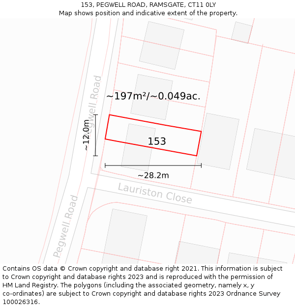 153, PEGWELL ROAD, RAMSGATE, CT11 0LY: Plot and title map