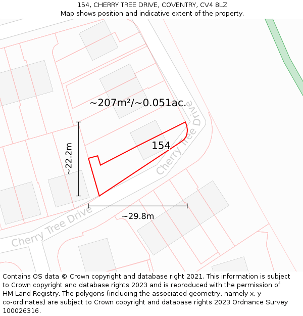 154, CHERRY TREE DRIVE, COVENTRY, CV4 8LZ: Plot and title map