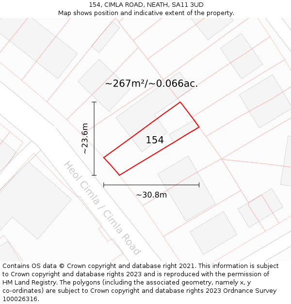 154, CIMLA ROAD, NEATH, SA11 3UD: Plot and title map