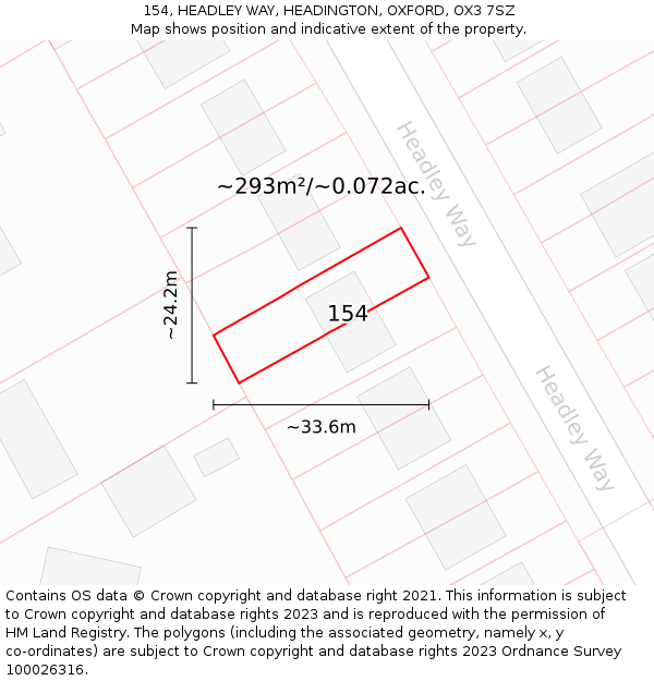 154, HEADLEY WAY, HEADINGTON, OXFORD, OX3 7SZ: Plot and title map