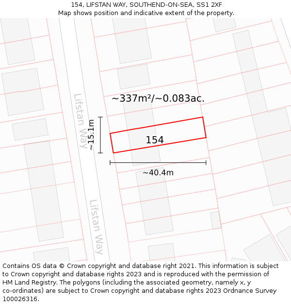 154, LIFSTAN WAY, SOUTHEND-ON-SEA, SS1 2XF: Plot and title map