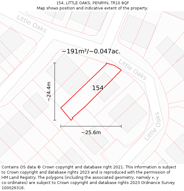 154, LITTLE OAKS, PENRYN, TR10 8QF: Plot and title map