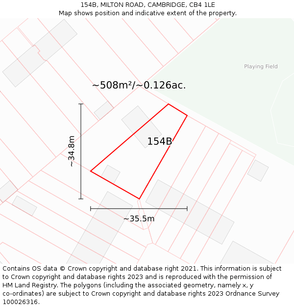 154B, MILTON ROAD, CAMBRIDGE, CB4 1LE: Plot and title map