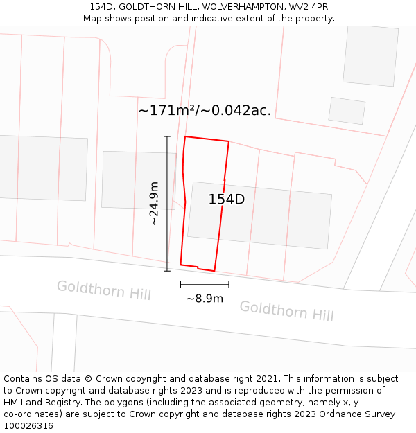 154D, GOLDTHORN HILL, WOLVERHAMPTON, WV2 4PR: Plot and title map