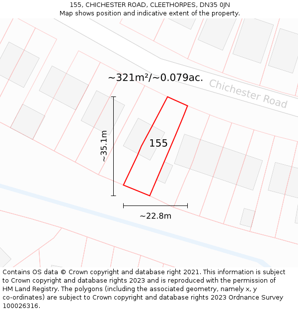 155, CHICHESTER ROAD, CLEETHORPES, DN35 0JN: Plot and title map