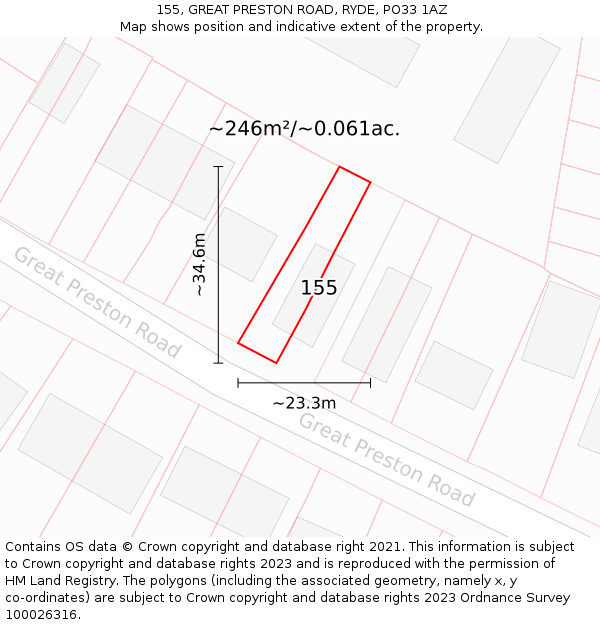 155, GREAT PRESTON ROAD, RYDE, PO33 1AZ: Plot and title map