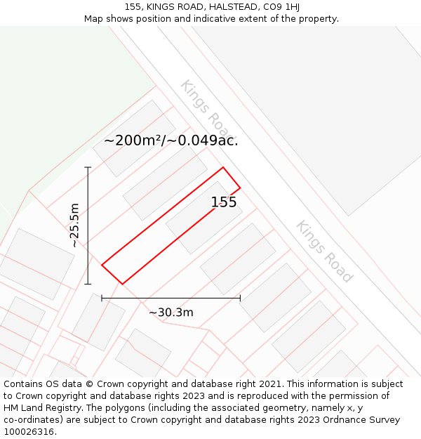 155, KINGS ROAD, HALSTEAD, CO9 1HJ: Plot and title map